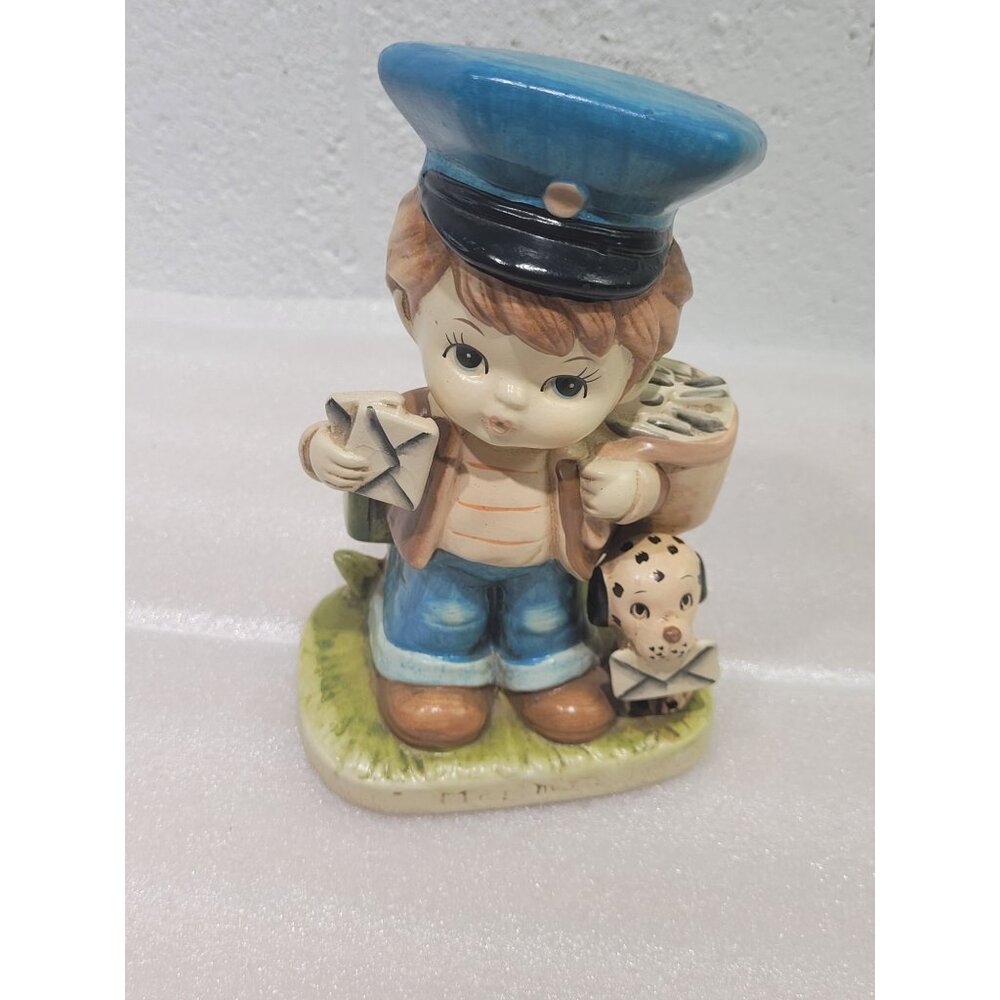 Vintage Price Import Ceramic Mailman Figurine 6-1/4" Mailbox Dog